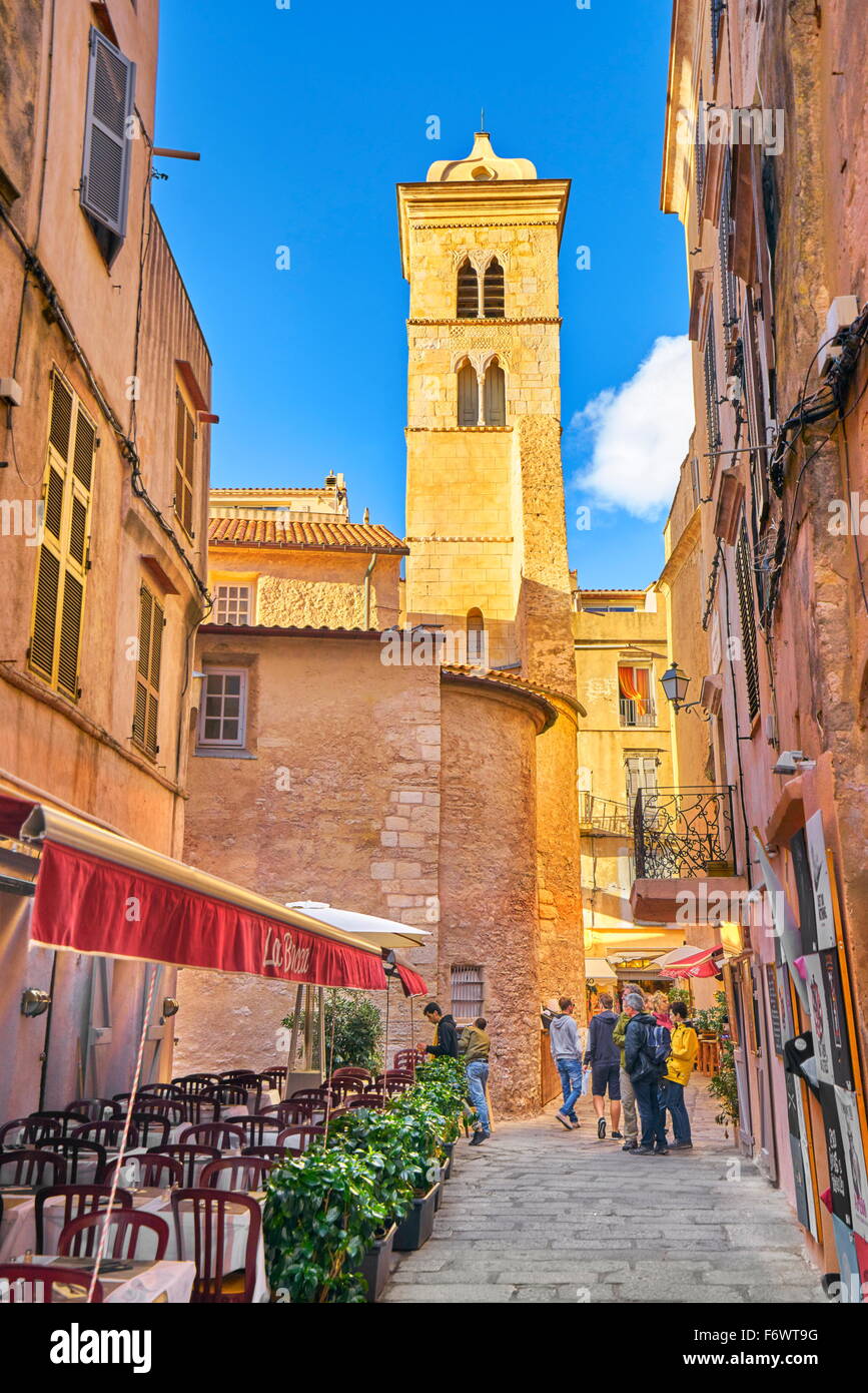 Vieille ville médiévale, Bonifacio, côte sud de la Corse, France Banque D'Images