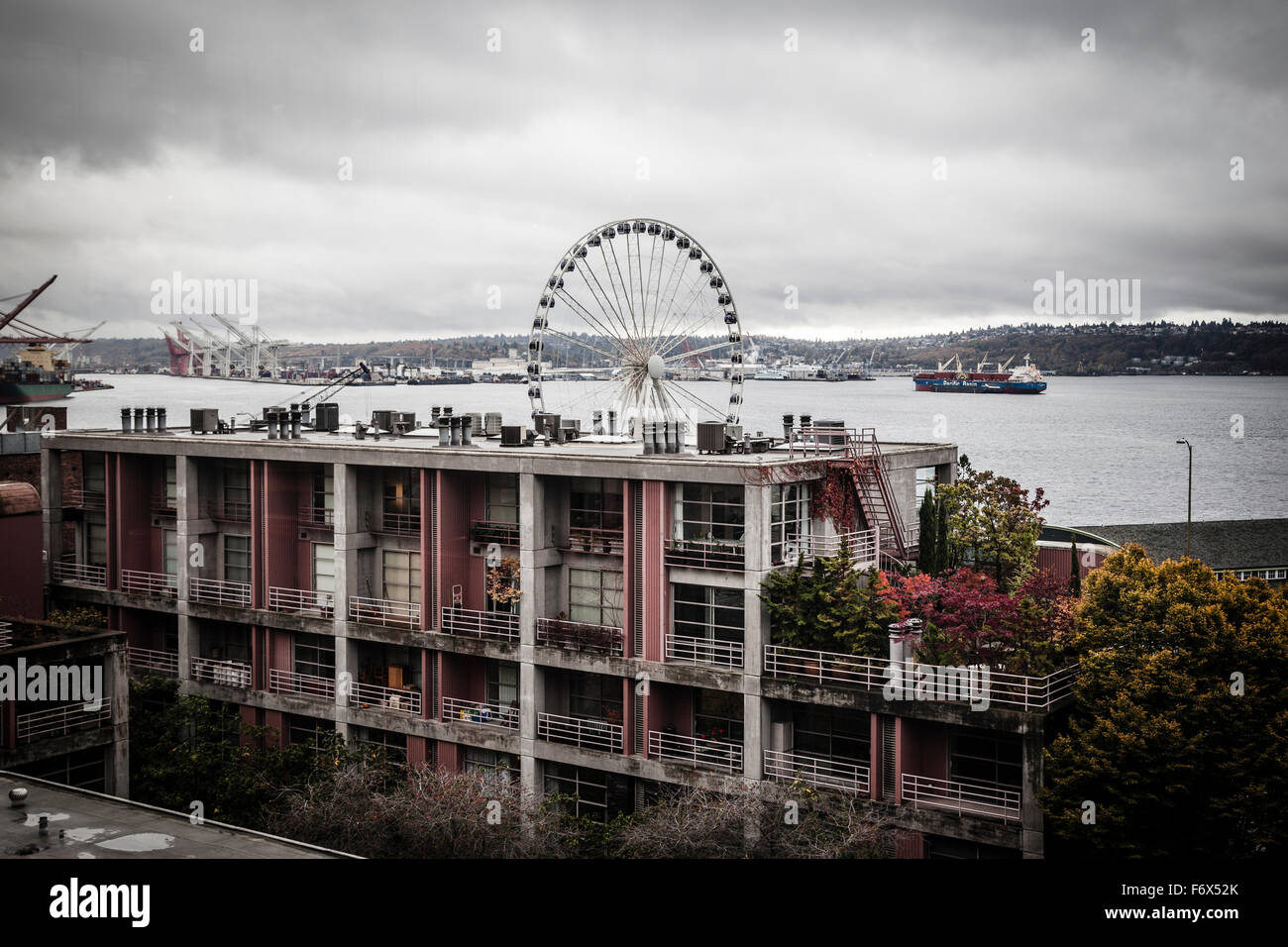 Vue sur le port de Seattle, Washington State Banque D'Images