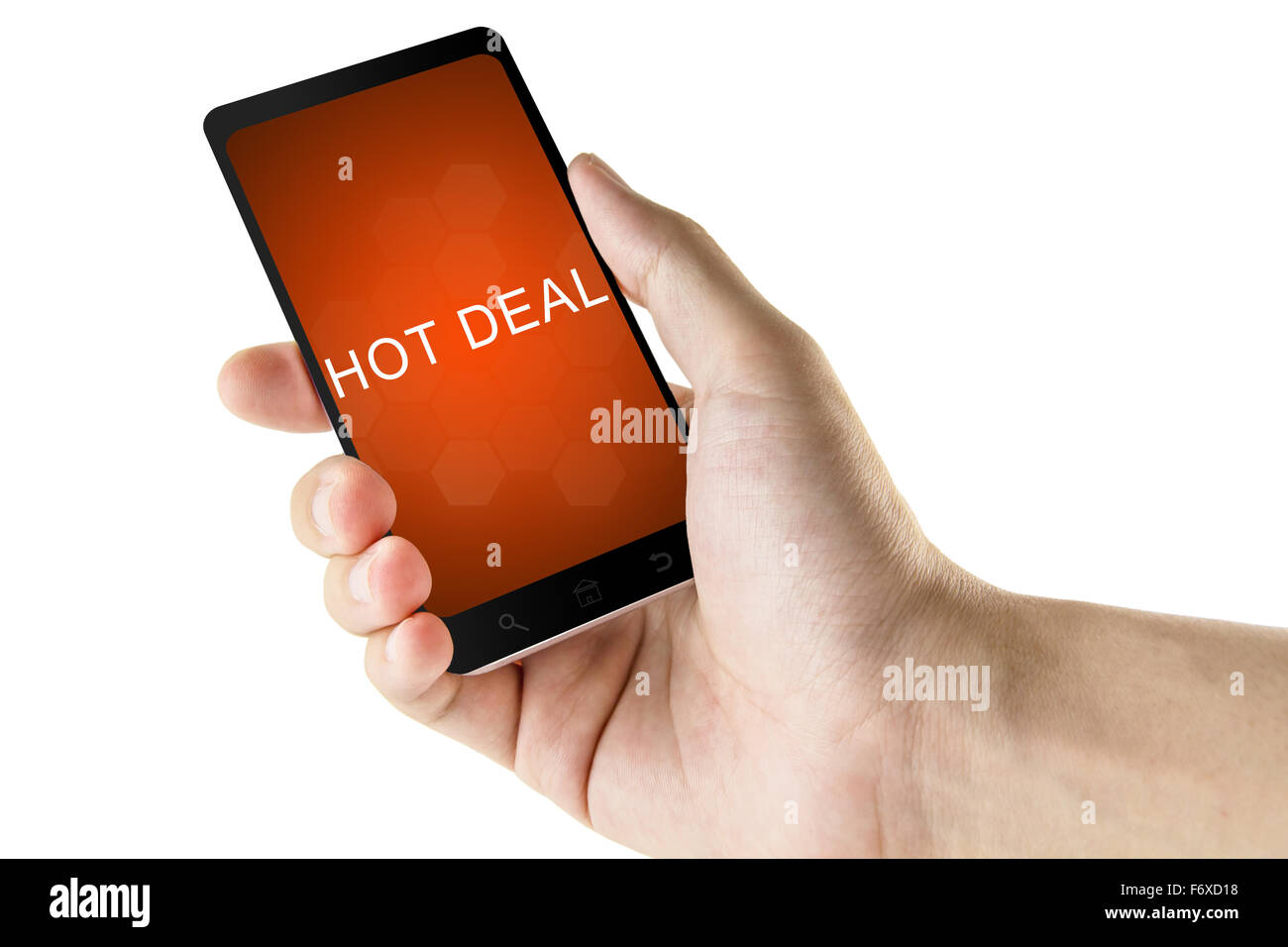 Hot deal mot sur smart phone numérique isolé sur fond blanc Banque D'Images