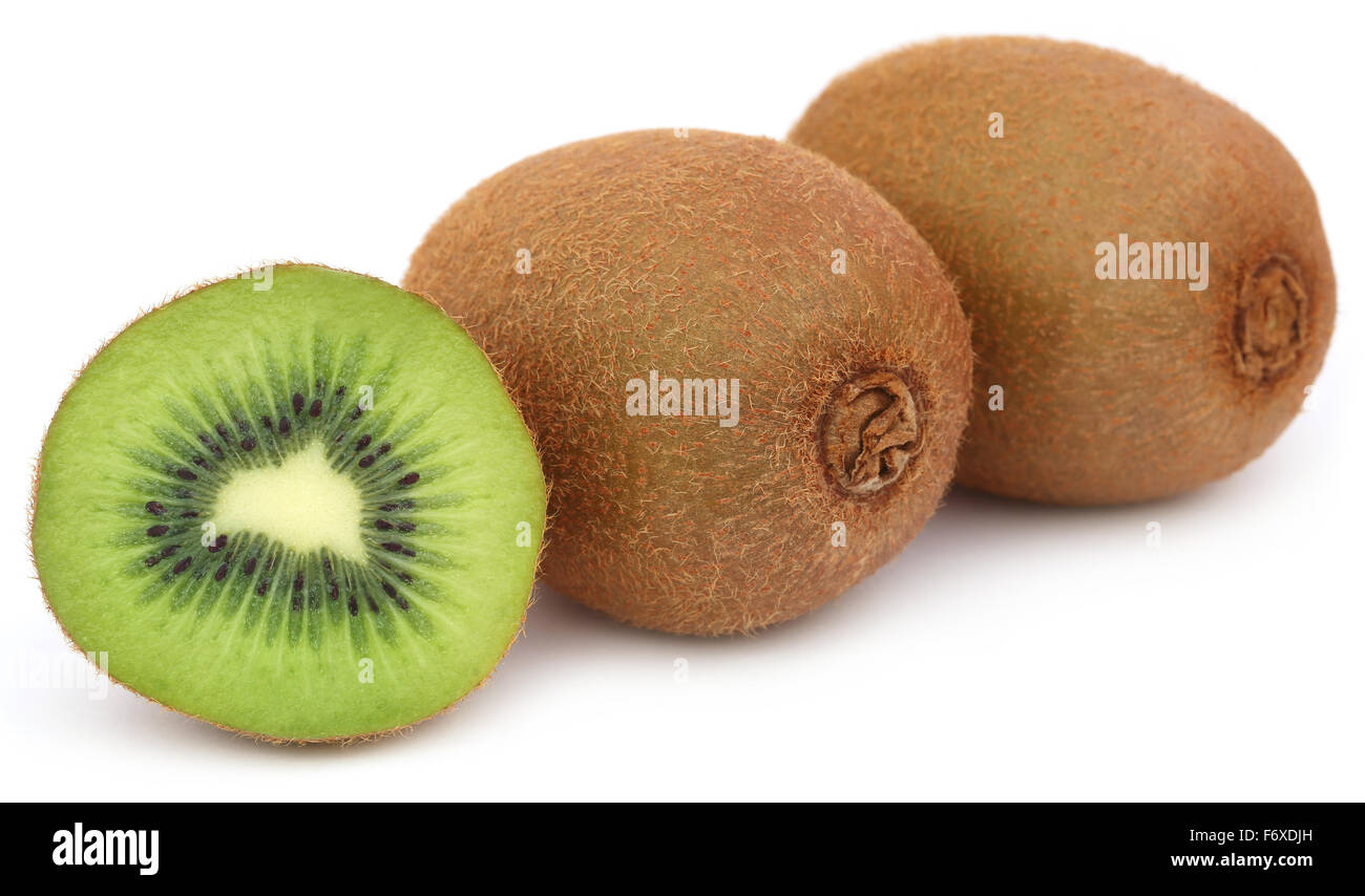 Les kiwis sur fond blanc Banque D'Images