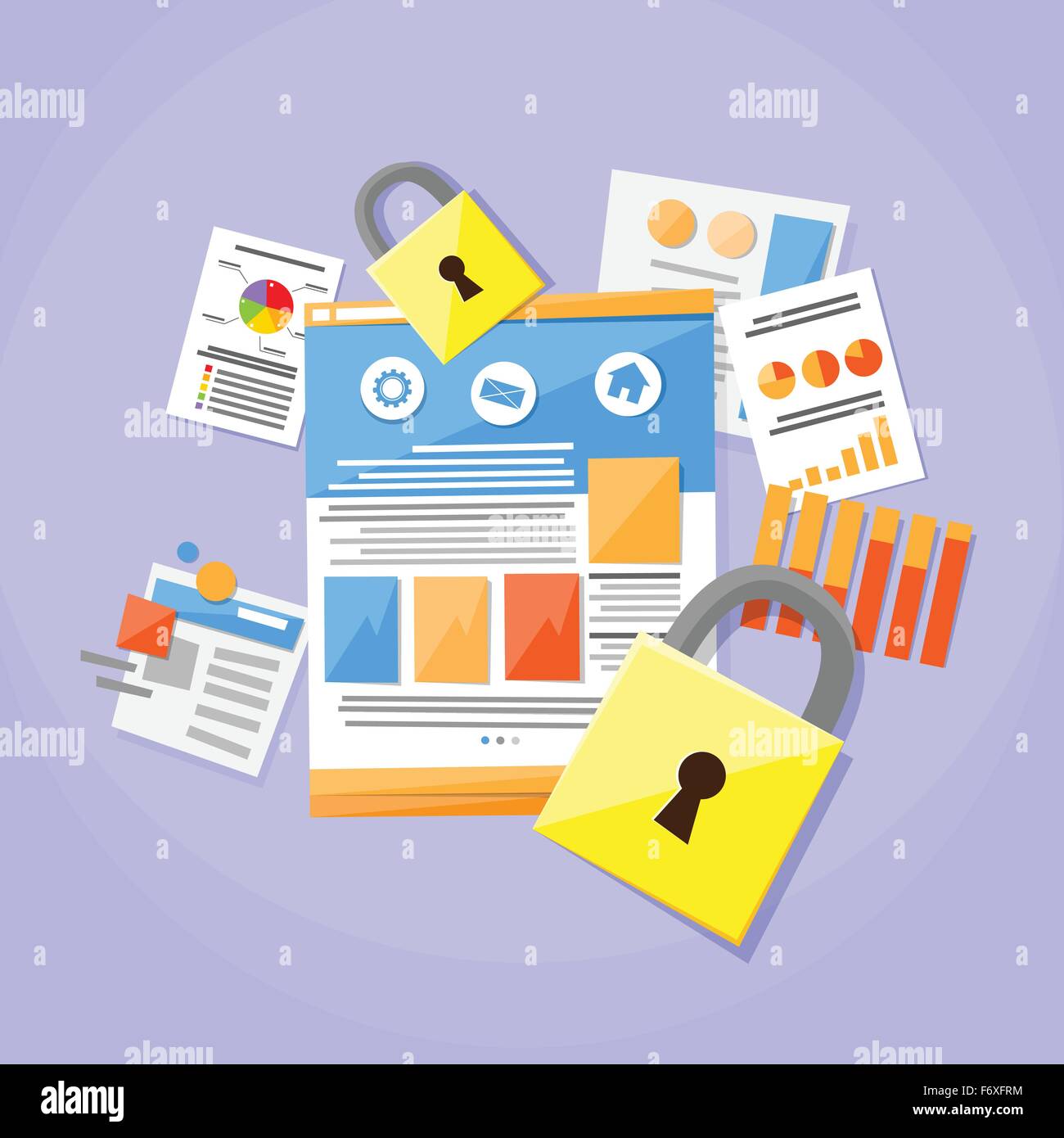 Lock Safe Concept de protection des données Confidentialité de l'information Internet cadenas Illustration de Vecteur