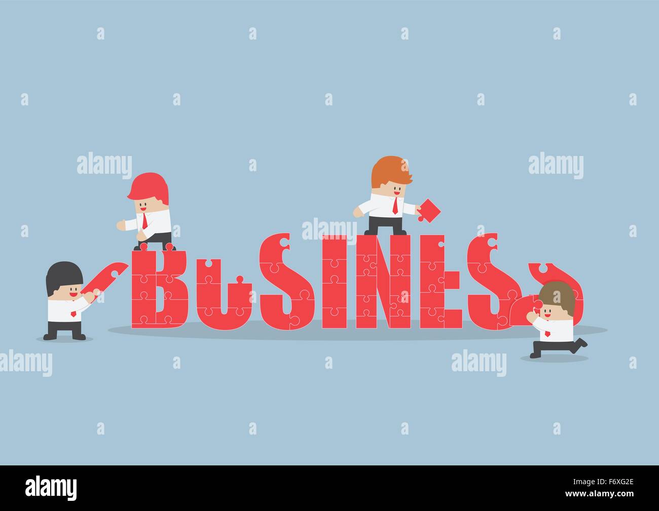 Groupe de gens d'affaires de l'assemblage jigsaw puzzle de mot d'entreprise, vecteur, EPS10 Illustration de Vecteur