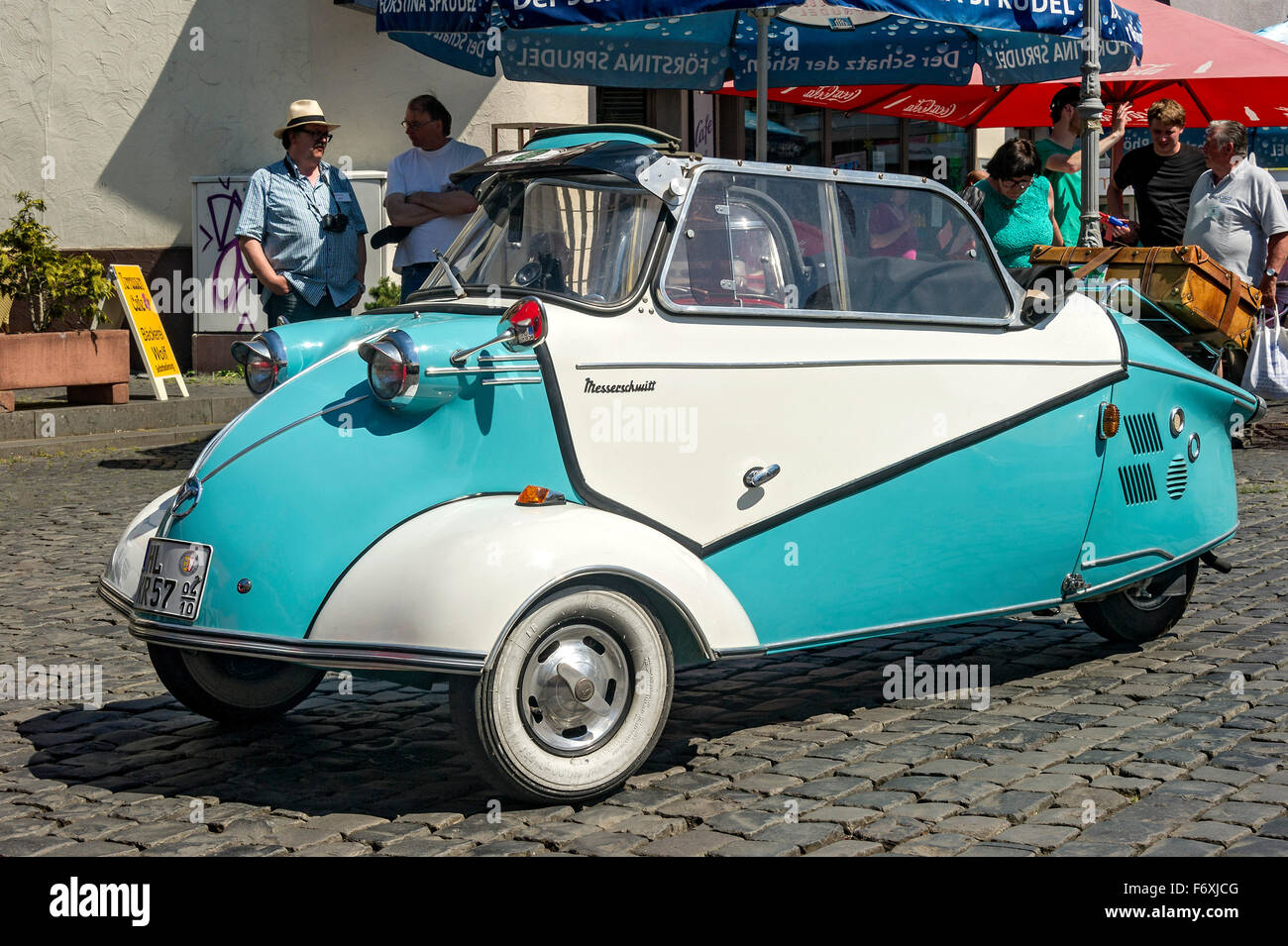 Réunion Oldtimer, Vintage Messerschmitt KR 200 Roadster, construite en 1955-1964, place du marché, Nidda, Hesse, Allemagne Banque D'Images