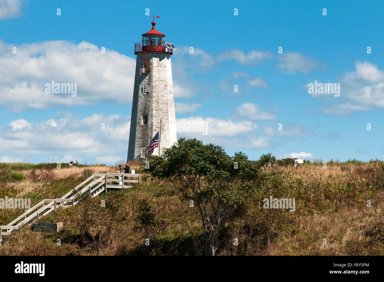 Faulkner's Island Lighthouse se trouve dans la Stewart McKinney Wildlife Refuge. L'île fait partie d'un sanctuaire d'oiseaux avec tours fournis chaque année. Banque D'Images