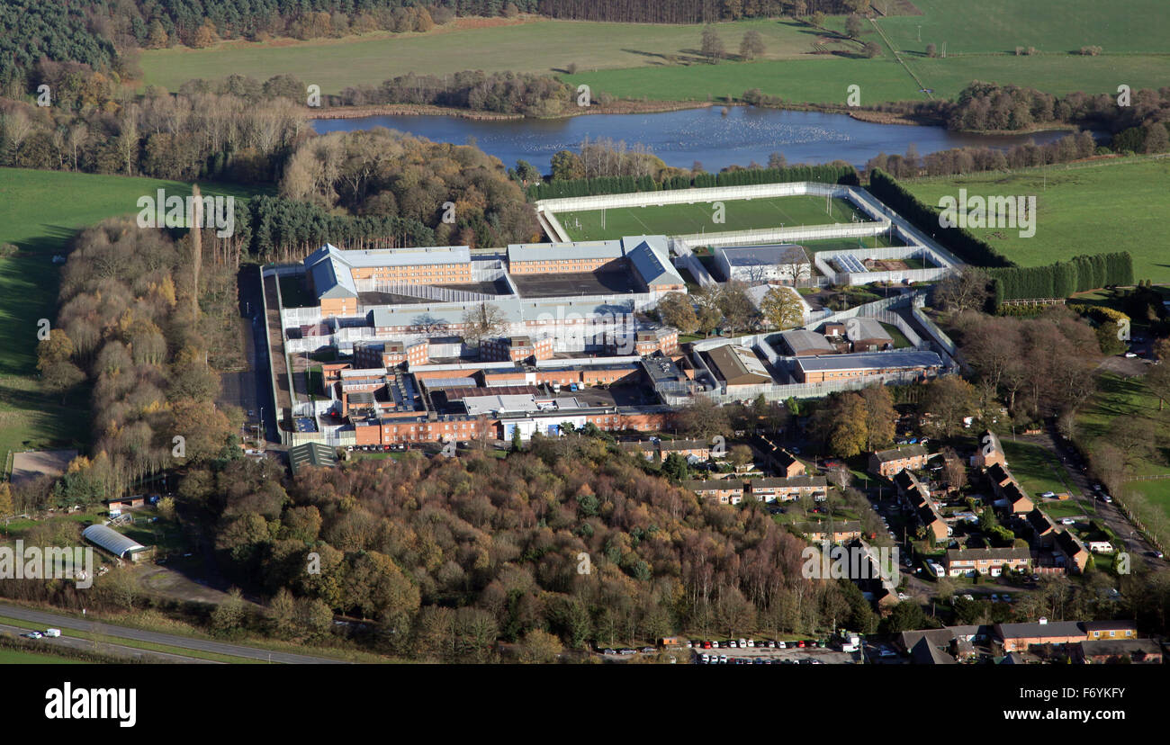 Vue aérienne de la prison de Swinfen Hall, Lichfield, Staffordshire, Royaume-Uni Banque D'Images