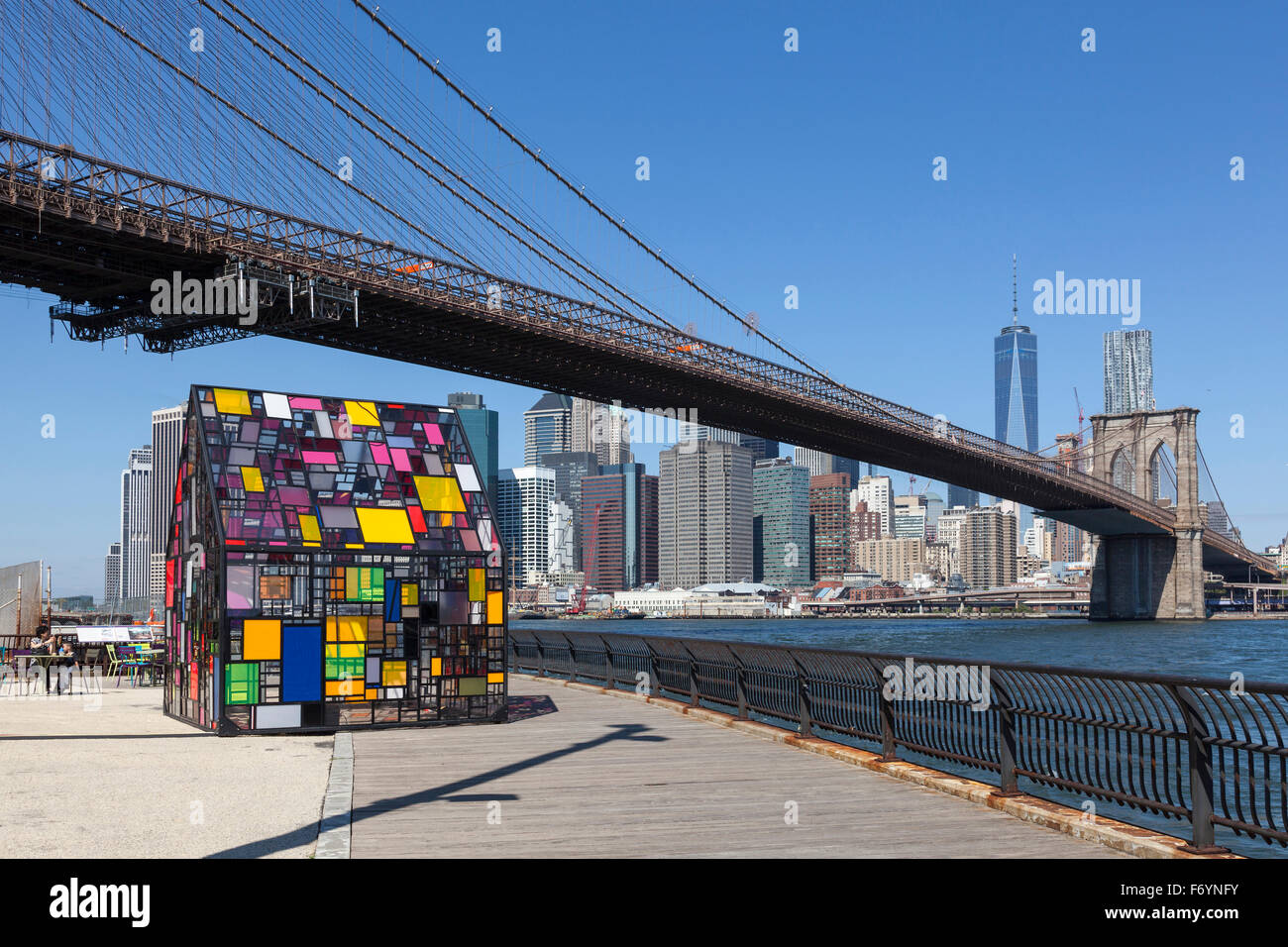 Jeppe Hein installation artistique, pont de Brooklyn, New York City, USA Banque D'Images