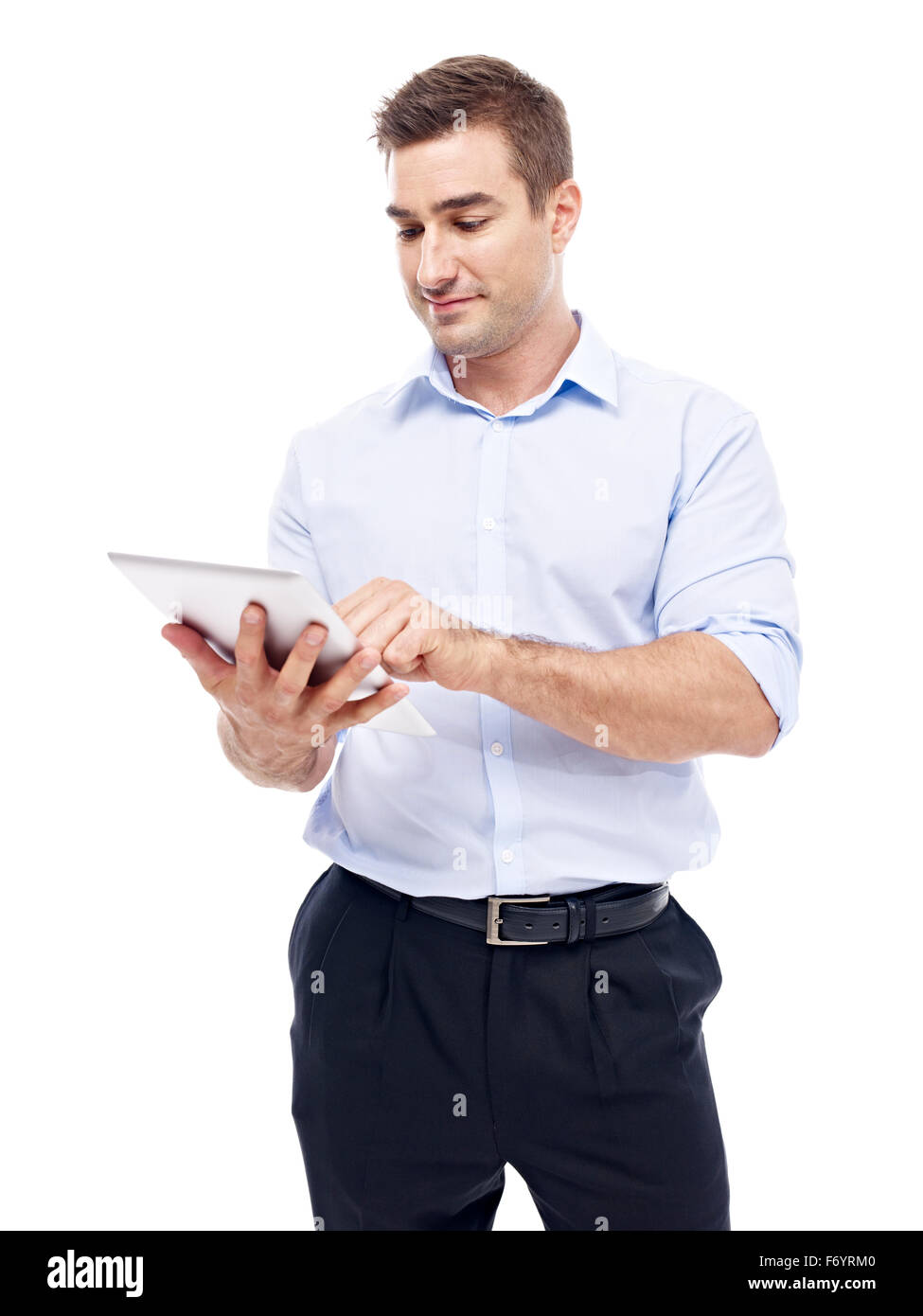 Portrait corporate executive with tablet computer Banque D'Images