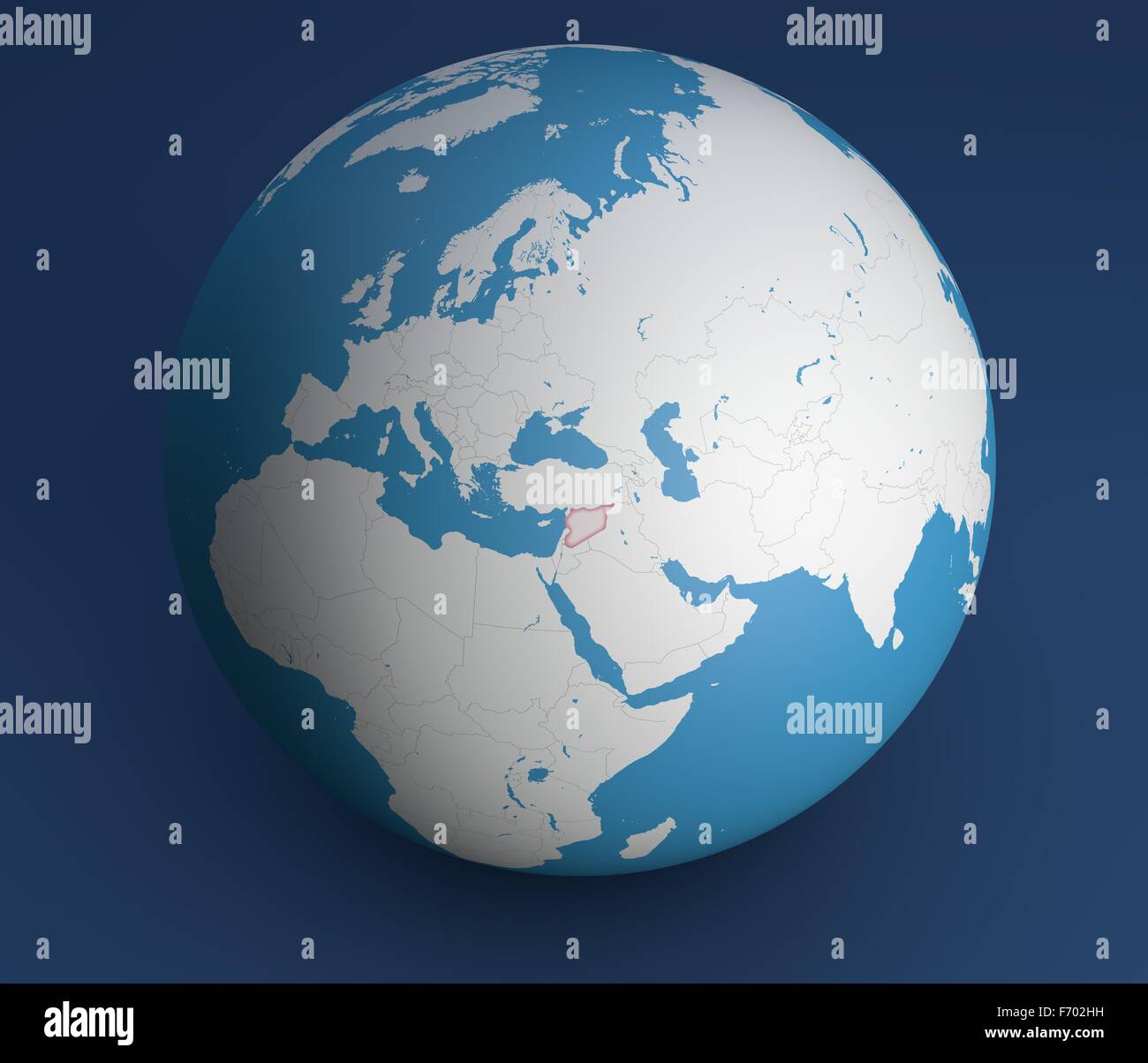 Globe carte planisphère, une carte politique de l'Europe, l'Afrique du Nord et Moyen-Orient Banque D'Images