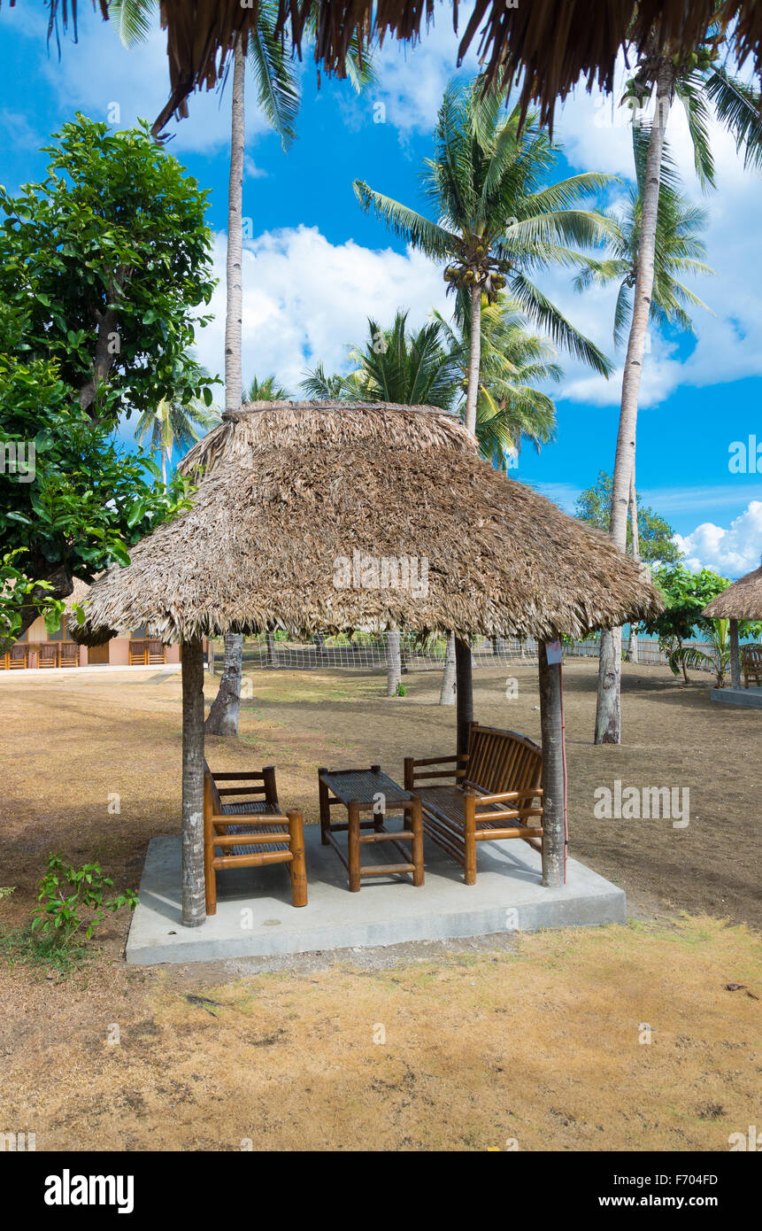 Reed à l'abri dans un resort tropical aux Philippines Banque D'Images