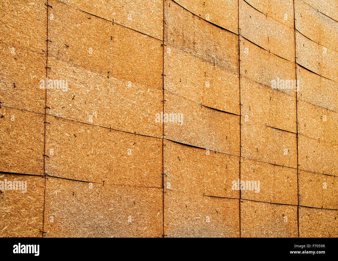 Un chantier fermé avec panneaux à copeaux orientés Banque D'Images