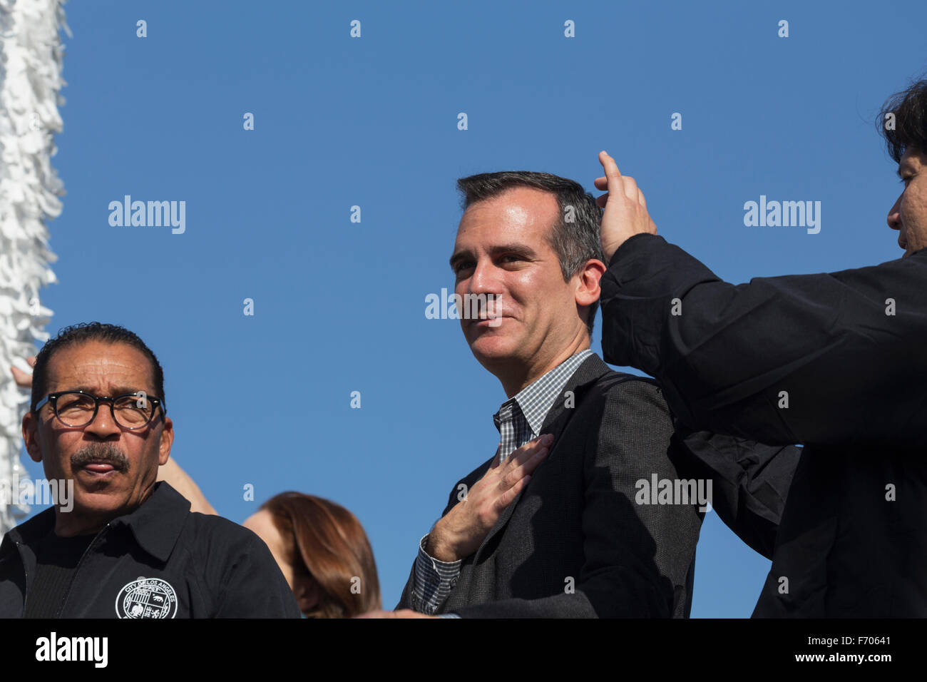 Los Angeles, Californie, USA, le 19 janvier 2015, 30ème Royaume de Martin Luther King Day Parade, Maire Eric Garcetti Banque D'Images