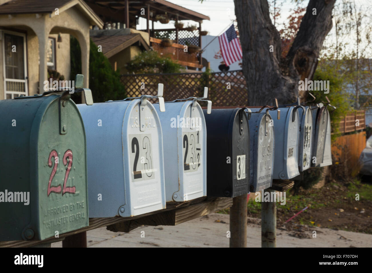 Oak View, Californie, USA, le 15 décembre, les boîtes aux lettres alignés Banque D'Images
