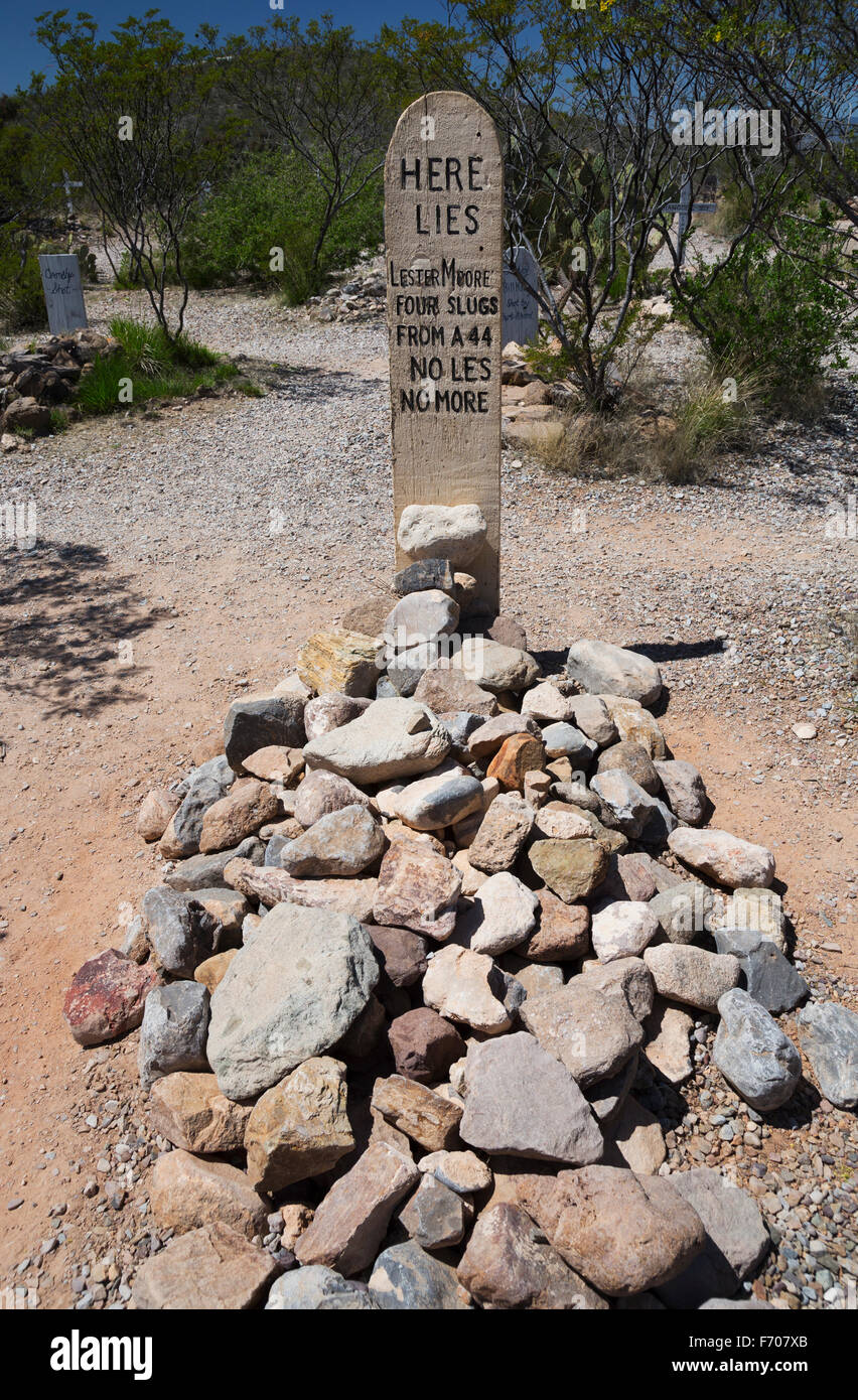 Tombstone, Arizona, USA, le 6 avril 2015, Boot Hill Cemetery, vieille ville de l'ouest accueil de Doc Holliday et Wyatt Earp et de coups à l'O.K. Corral Banque D'Images