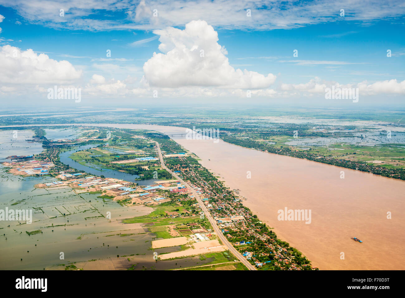 Dans le Mékong au Cambodge, les inondations Banque D'Images
