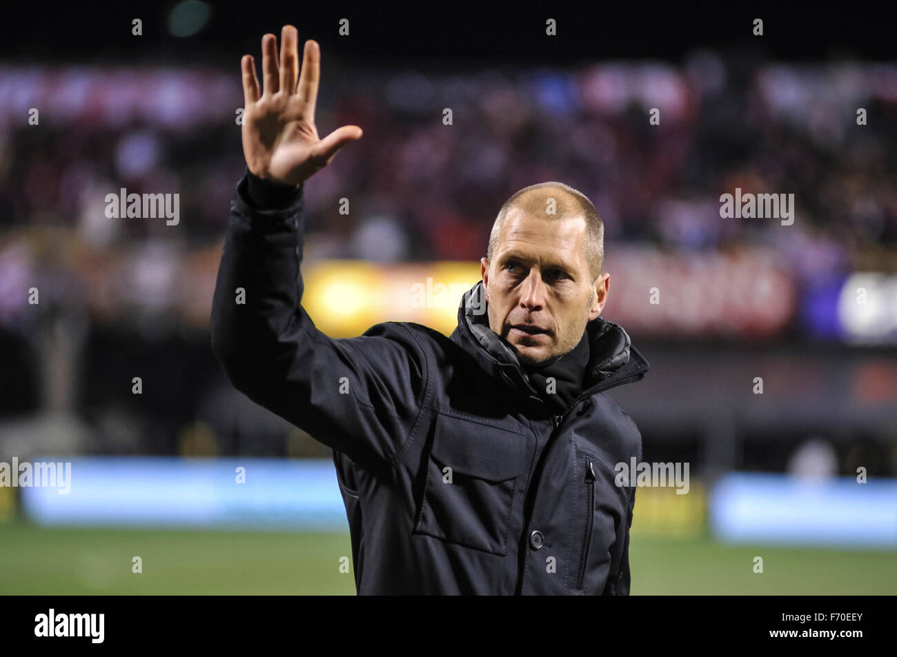 Columbus, Ohio, USA. 22 Nov, 2015. Columbus Crew Gregg Berhalter SC entraîneur en chef dans la première manche éliminatoire de la Coupe MLS 2015 Audi - Championnat de conférence de l'Est - Columbus Crew SC VS New York Red Bulls à MAPFRE Stadium, à Columbus OH. Credit : Cal Sport Media/Alamy Live News Banque D'Images