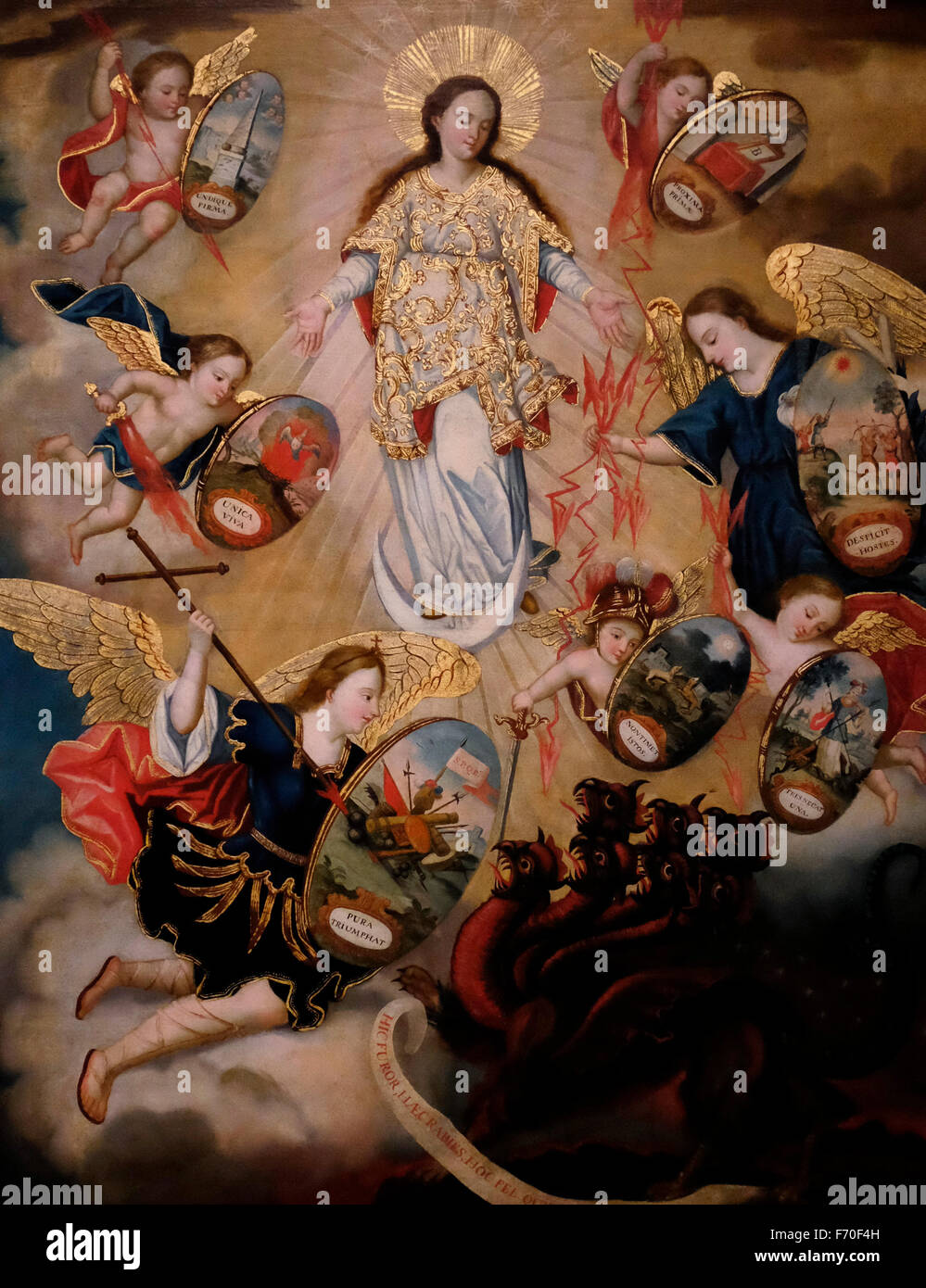 Vierge de l'Apocalypse - Attribué à Joaquim Gutierrez - Bogota - Colombie École vers 1750 Banque D'Images