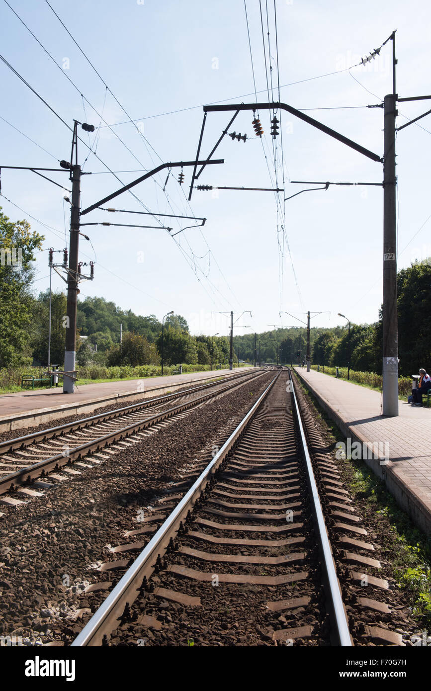 Les voies de chemin de fer à Minsk Banque D'Images