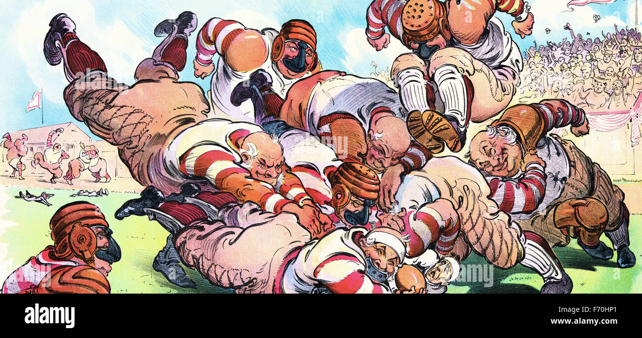 Vintage illustration d'équipes de football américain dans un tas de chien Banque D'Images