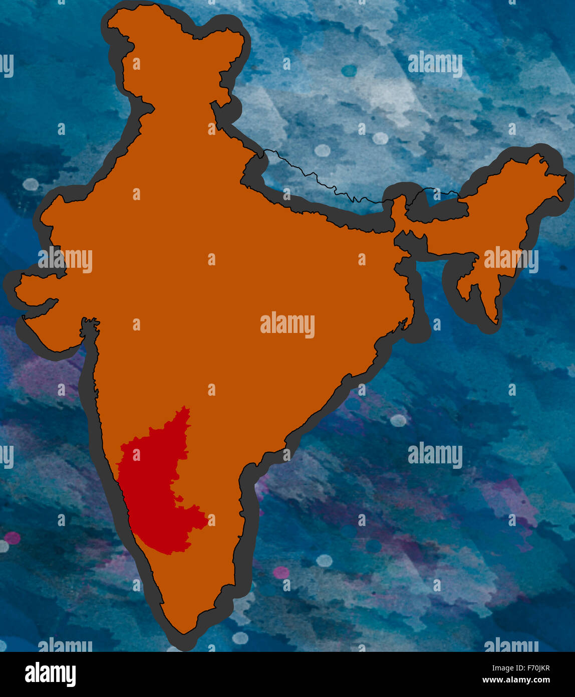 Illustration, Karnataka, plan de situation, l'Inde, l'Asie Banque D'Images