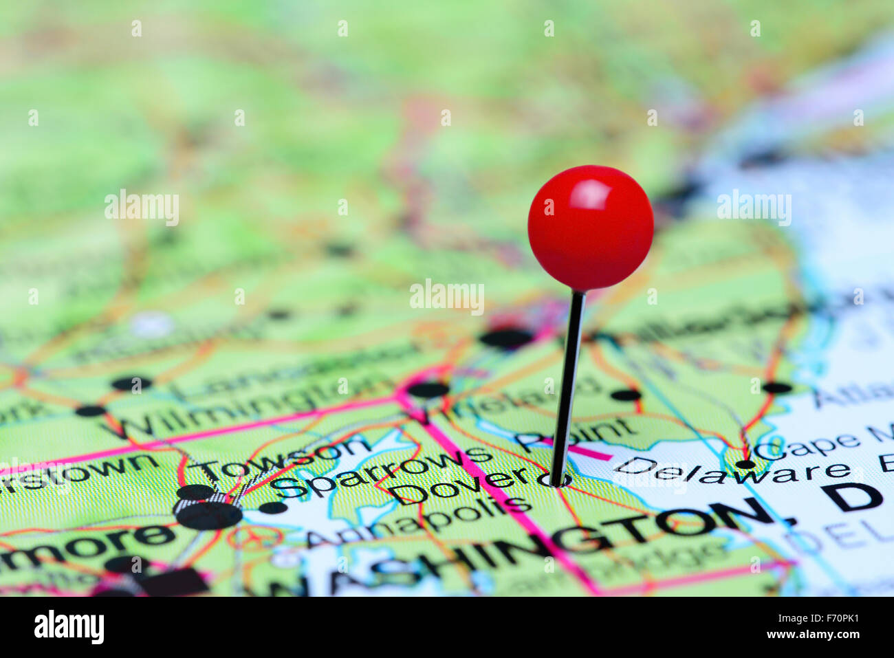 Dover sur une carte de France Banque D'Images