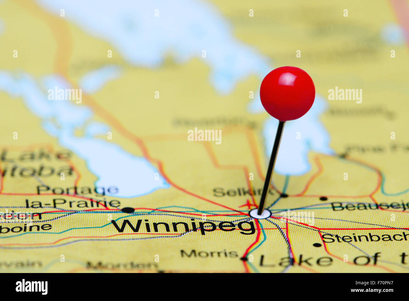 Winnipeg sur une carte Banque de photographies et d’images à haute