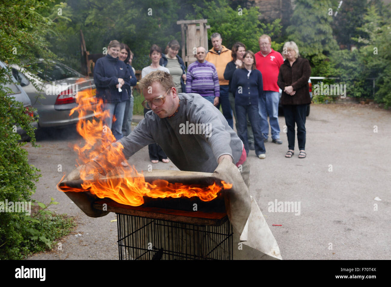 Formation sécurité incendie pour un groupe d'employés de l'entreprise, Banque D'Images