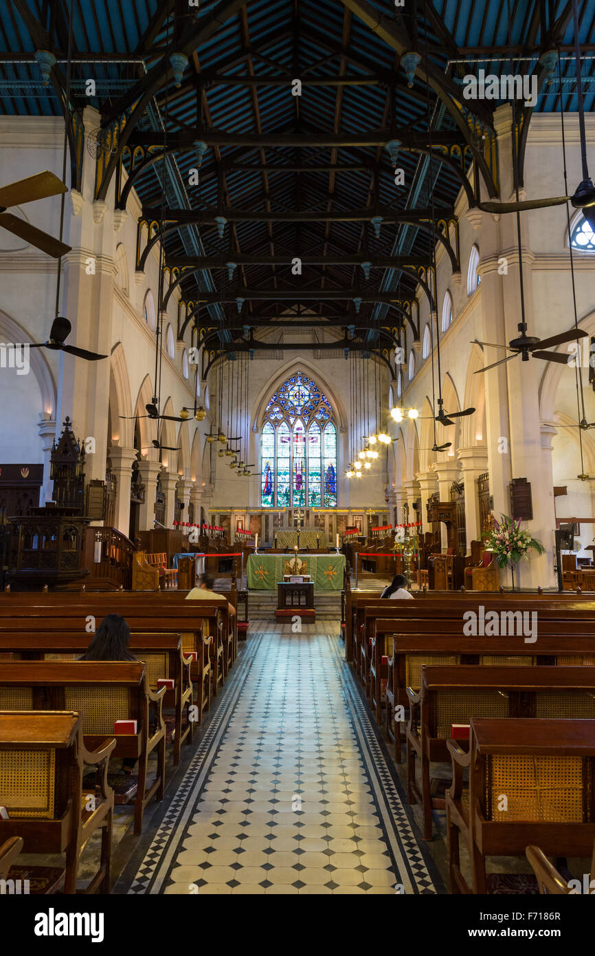 L'intérieur de la cathédrale Saint-Jean à Hong Kong, Chine. Banque D'Images