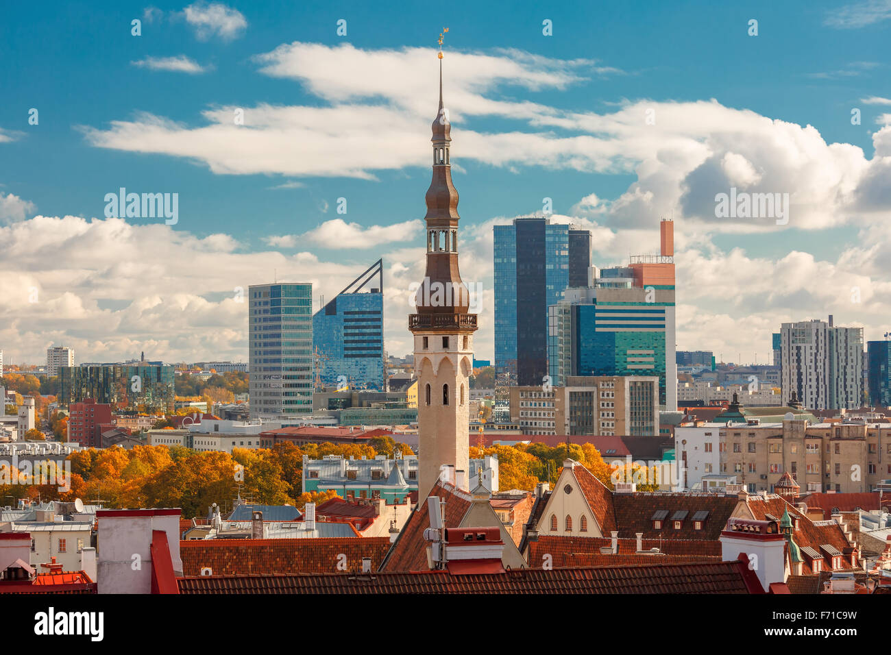 Aerial cityscape de Tallinn, Estonie Banque D'Images