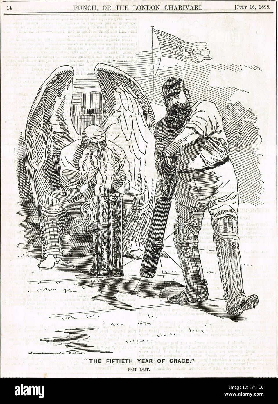 50 ans de W G Grace punch cartoon 1898 Banque D'Images