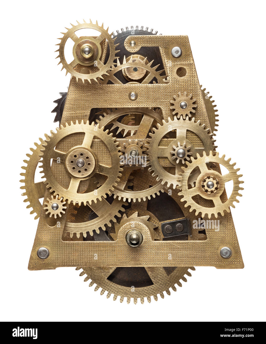 Les pignons d'horlogerie de collage métal isolé sur fond blanc Banque D'Images