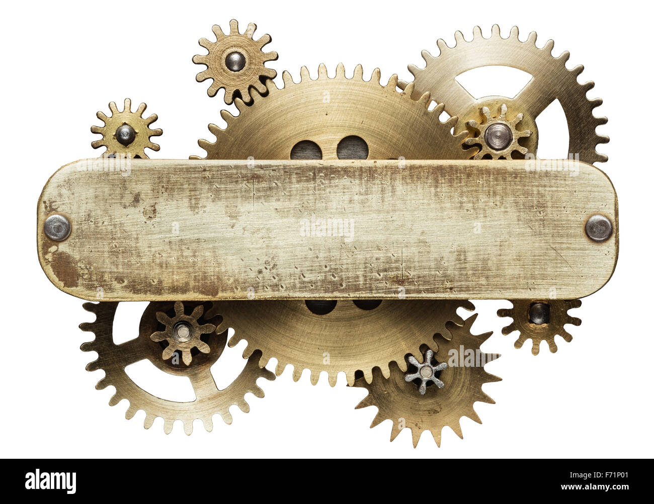 Les pignons d'horlogerie de collage métal isolé sur fond blanc Banque D'Images