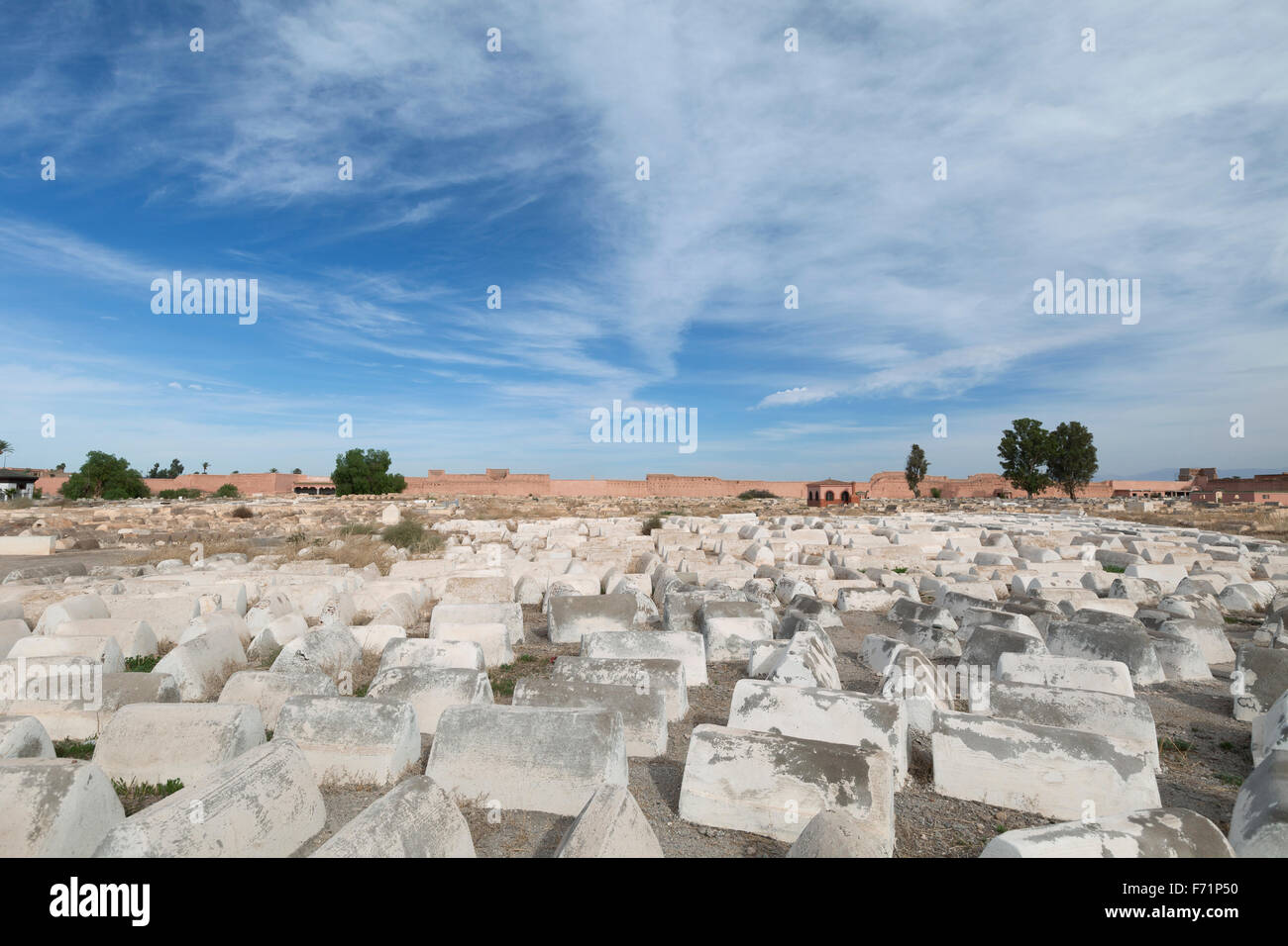 Cimetière juif dans le Mellah, le quartier juif, Marrakech, Maroc Banque D'Images