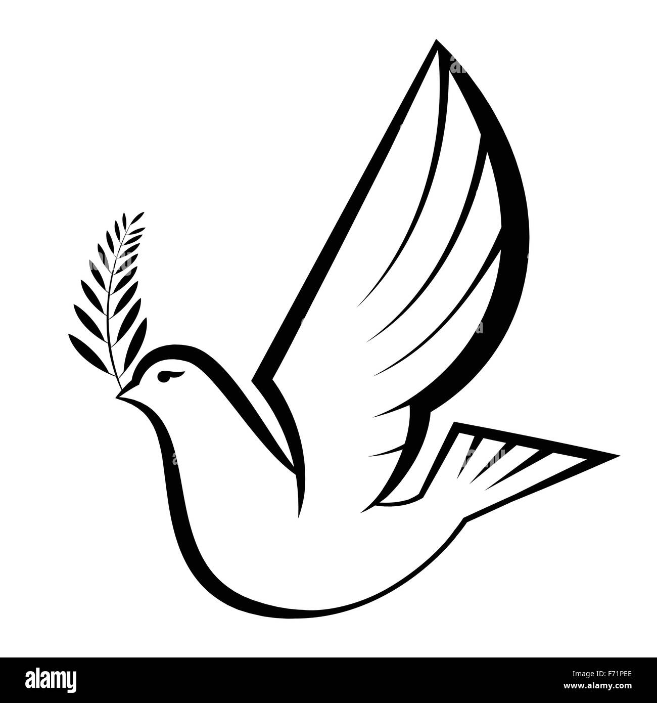 Simple illustration de colombe de la paix exerçant son olive branch Illustration de Vecteur