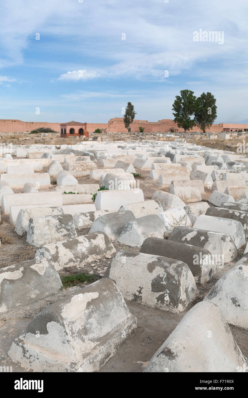 Cimetière juif dans le Mellah, le quartier juif, Marrakech, Maroc Banque D'Images