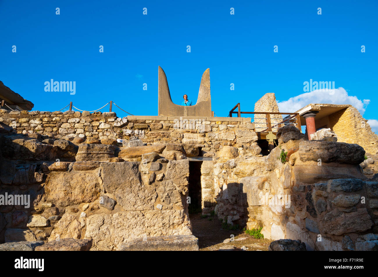Knossos, avec des cornes de consécration, près de Héraklion, Crète, Grèce Banque D'Images