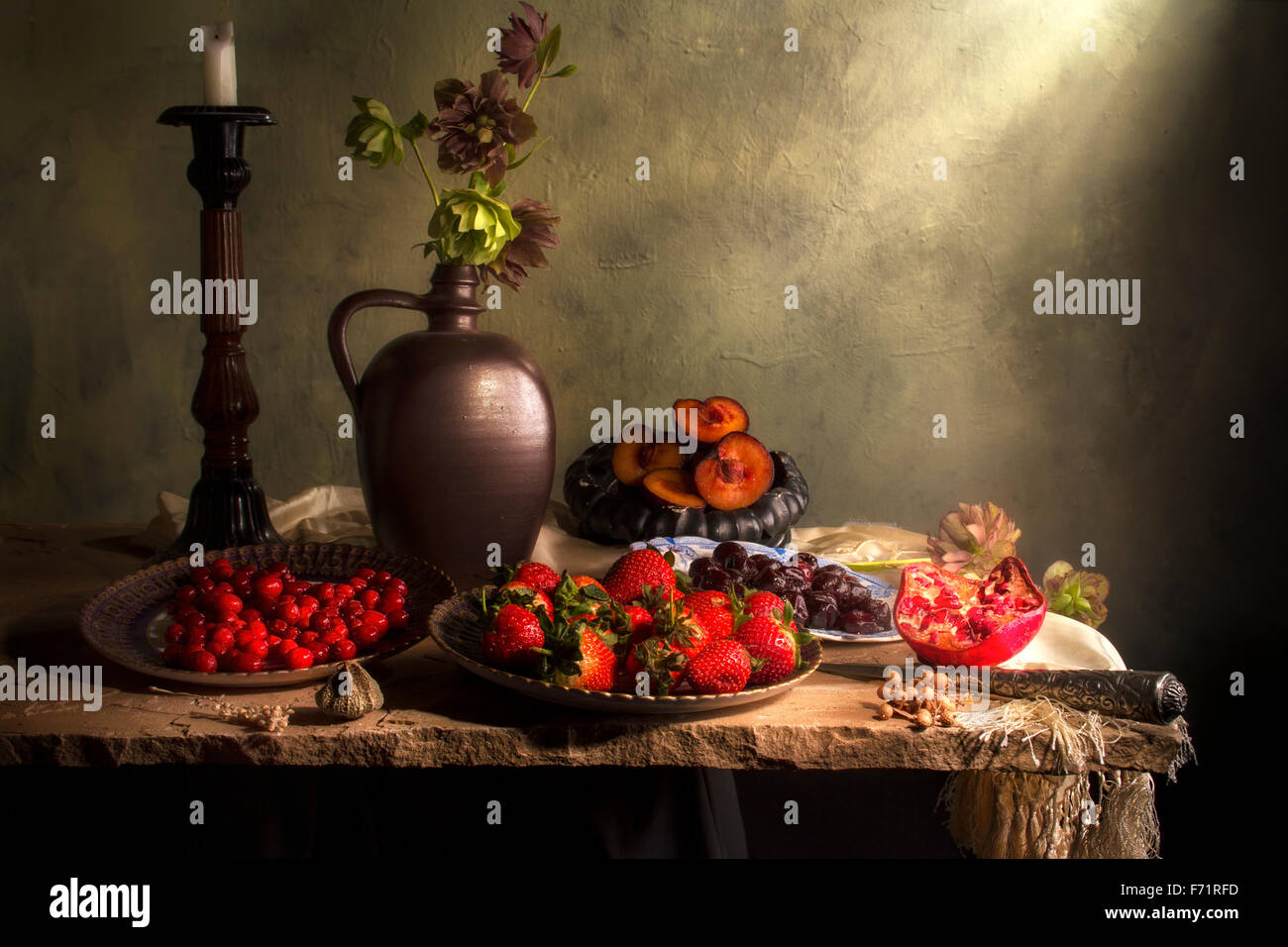 Composition de la vie toujours avec petit déjeuner fruits Banque D'Images