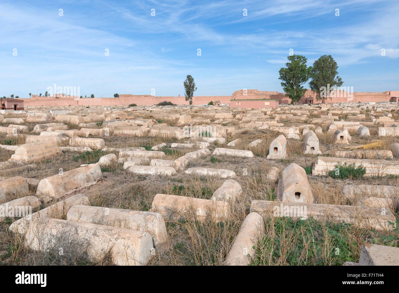 Cimetière juif dans le Mellah, le quartier juif, Marrakech, Maroc Banque D'Images