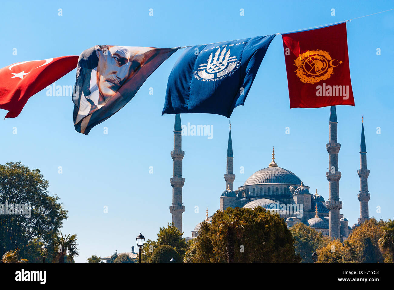 Le pavillon d'Ataturk en face de la Mosquée Bleue à Istanbul Banque D'Images