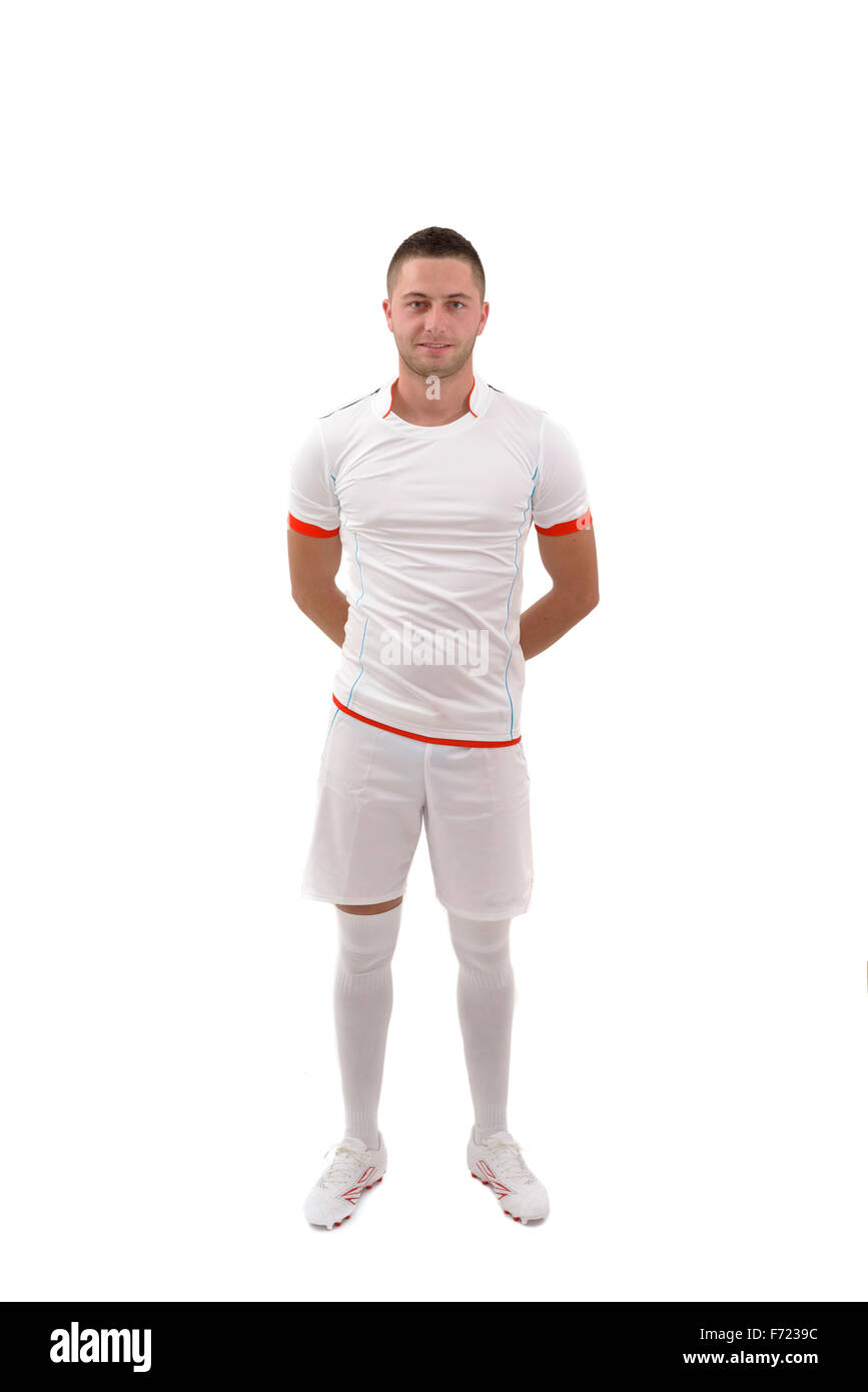 Portrait de joueur de football professionnel. Isolated on white Banque D'Images