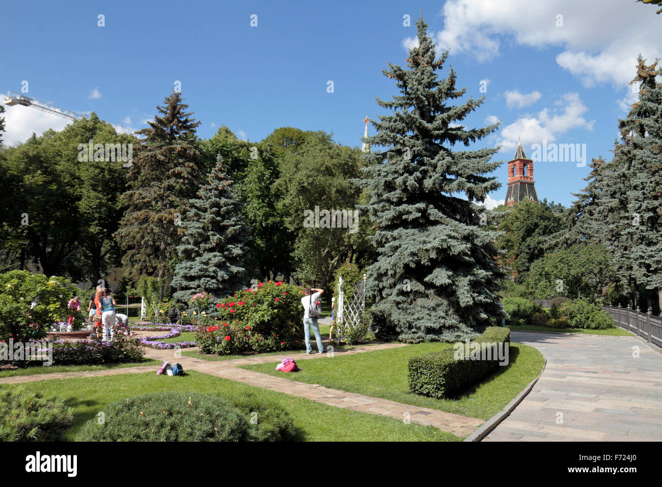 Les jardins dans l'enceinte du Kremlin, Moscou, Russie. Banque D'Images