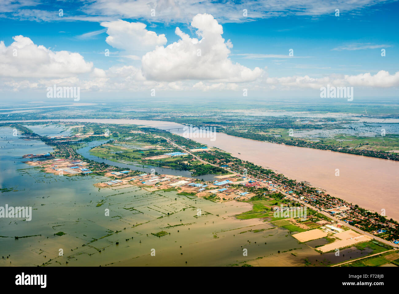 Dans le Mékong au Cambodge, les inondations Banque D'Images