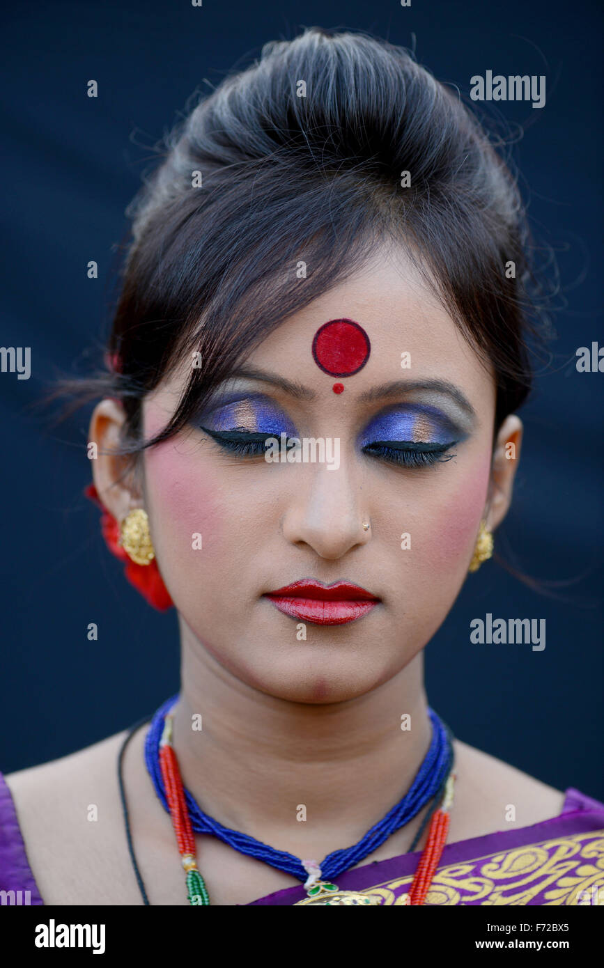 Femme fermer yeux visage, Inde, Asie, M.# 786 Banque D'Images
