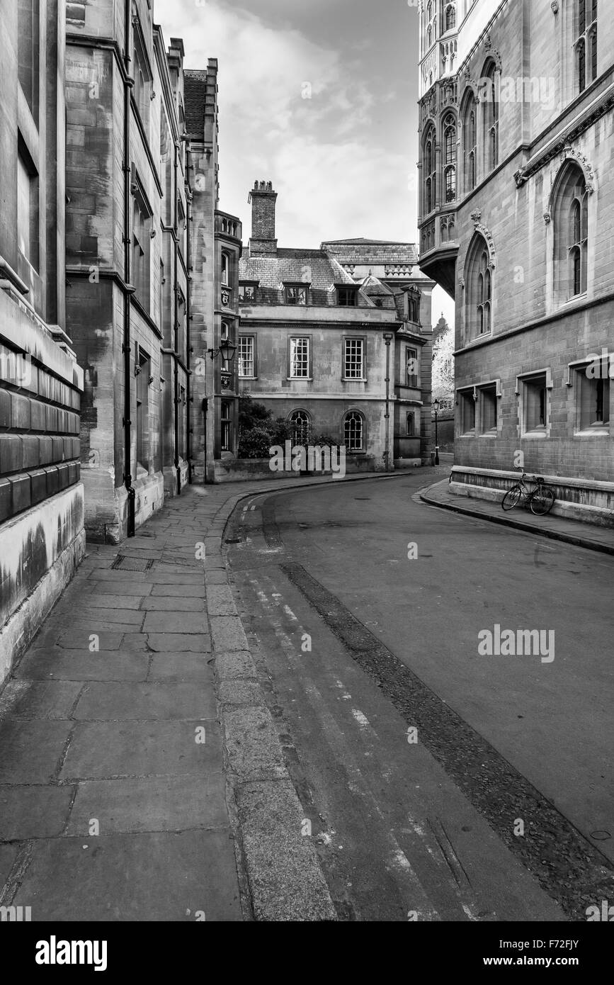 Une qualité d'image de ville et l'Université de Cambridge endroits en noir et blanc Banque D'Images