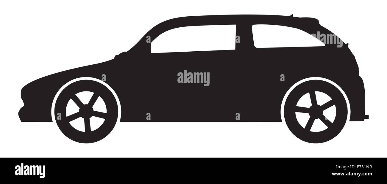 Une berline sportive silhouette voiture isolé sur fond blanc Banque D'Images
