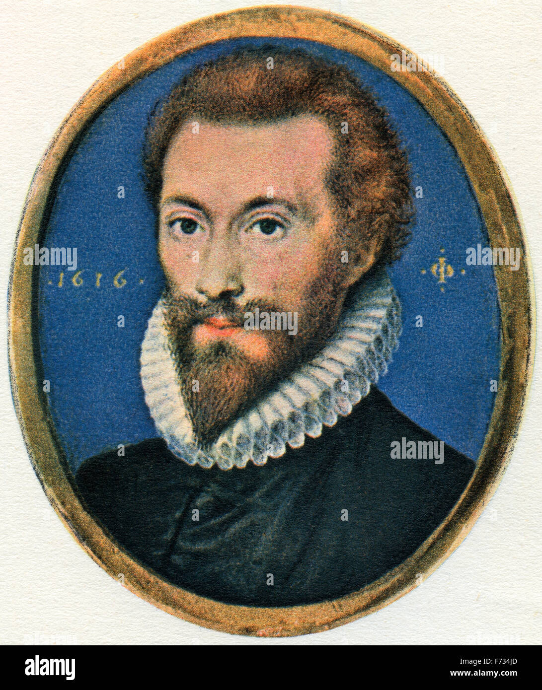 John Donne, 1572 -1631. Poète anglais et un clerc. Après une miniature par Isaac Oliver. Banque D'Images
