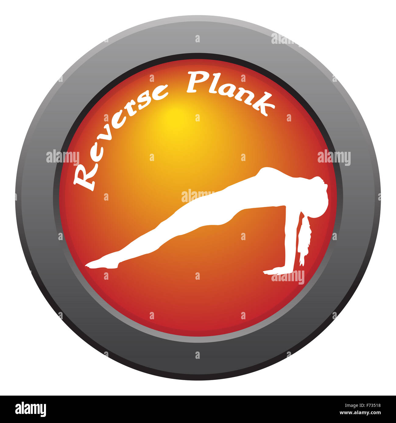 Une silhouette de femme yoga de la rétro planche sur une icône rouge isolé sur fond blanc Banque D'Images