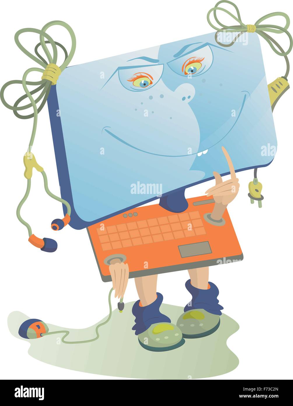 L'ordinateur de bande dessinée ressemble à une fille Illustration de Vecteur