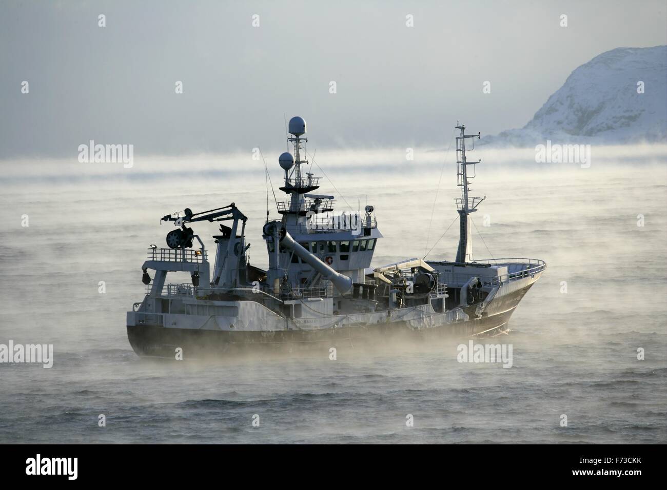Les pêcheurs de la mer de Barents en SeaBarents l'océan Glacial Arctique. La Norvège Banque D'Images