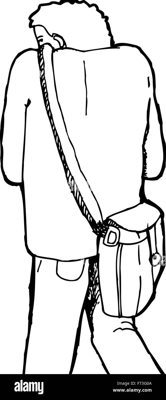 Aperçu de l'homme marchant et regardant par-dessus son épaule Banque D'Images