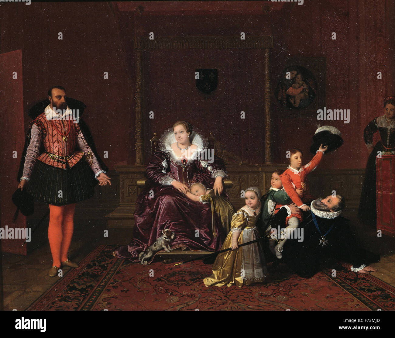 Jean Auguste Dominique Ingres - Henri IV jouant avec ses enfants devant l'ambassadeur d'Espagne Banque D'Images